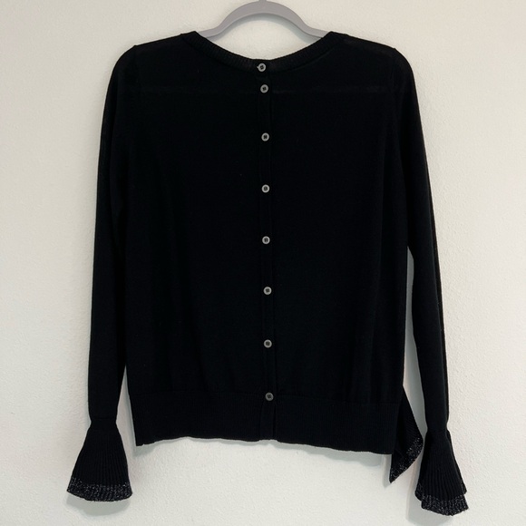 My Twin TwinSet Black Metallic Ruffle Button Back Sweater - Picture 4 of 9